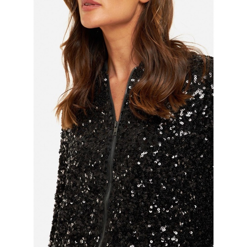 Chemises Alma En Pena Bomber Covered With Sequins Beige Femme | WCG-37879385